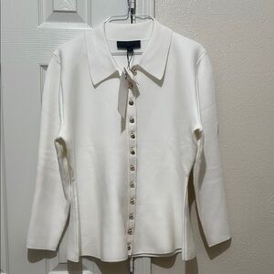 Zara ( BRAND NEW W/TAGS) White Button-Up Cardigan with gold buttons